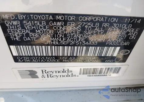 2015 Lexus Ls 460 z USA, uszkodzony, nr VIN JTHBL5EF2F5134433